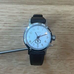 Vintage Timex Girl Scout Brownie Mechanical Watch With Brown Strap Working